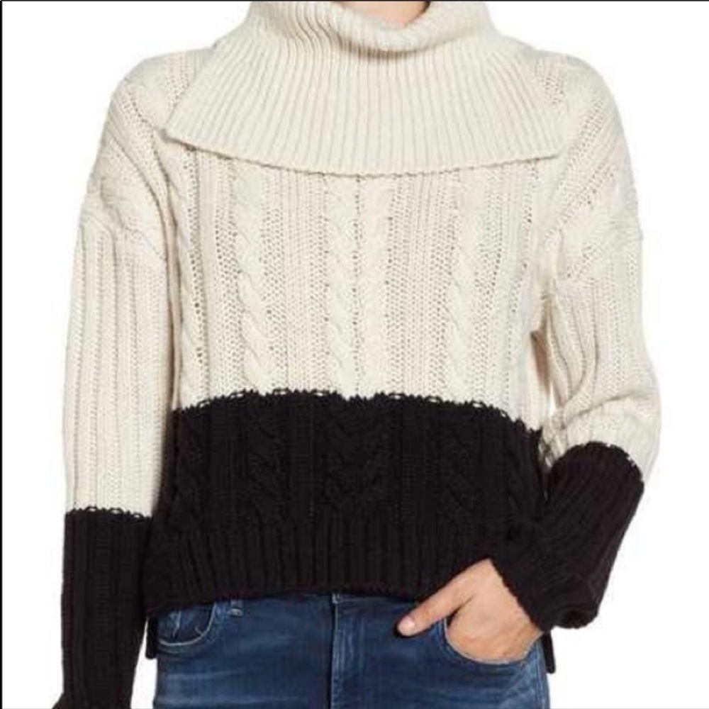 BP Nordstrom Colorblock Cable Knit Sweater